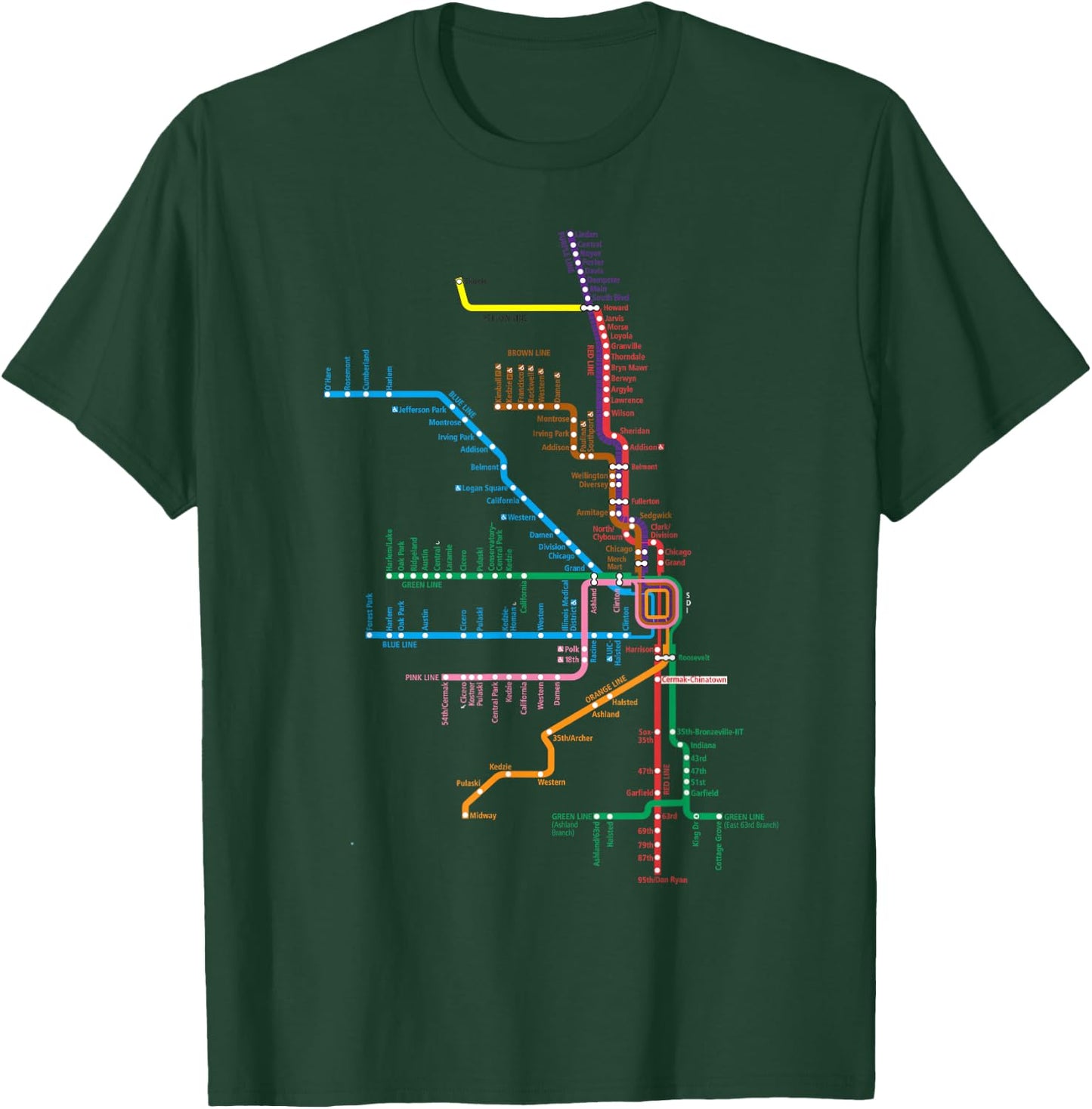 Chicago Trains Map T-Shirt - T-Shirt | Forest