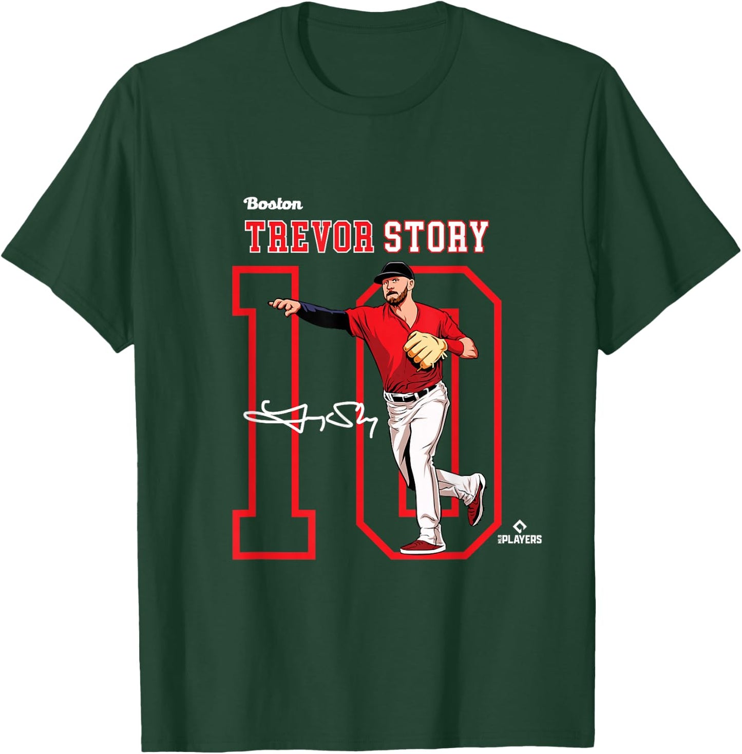 Trevor Story | Boston Baseball Players | MLBTSY3004 T-Shirt - T-Shirt | Forest