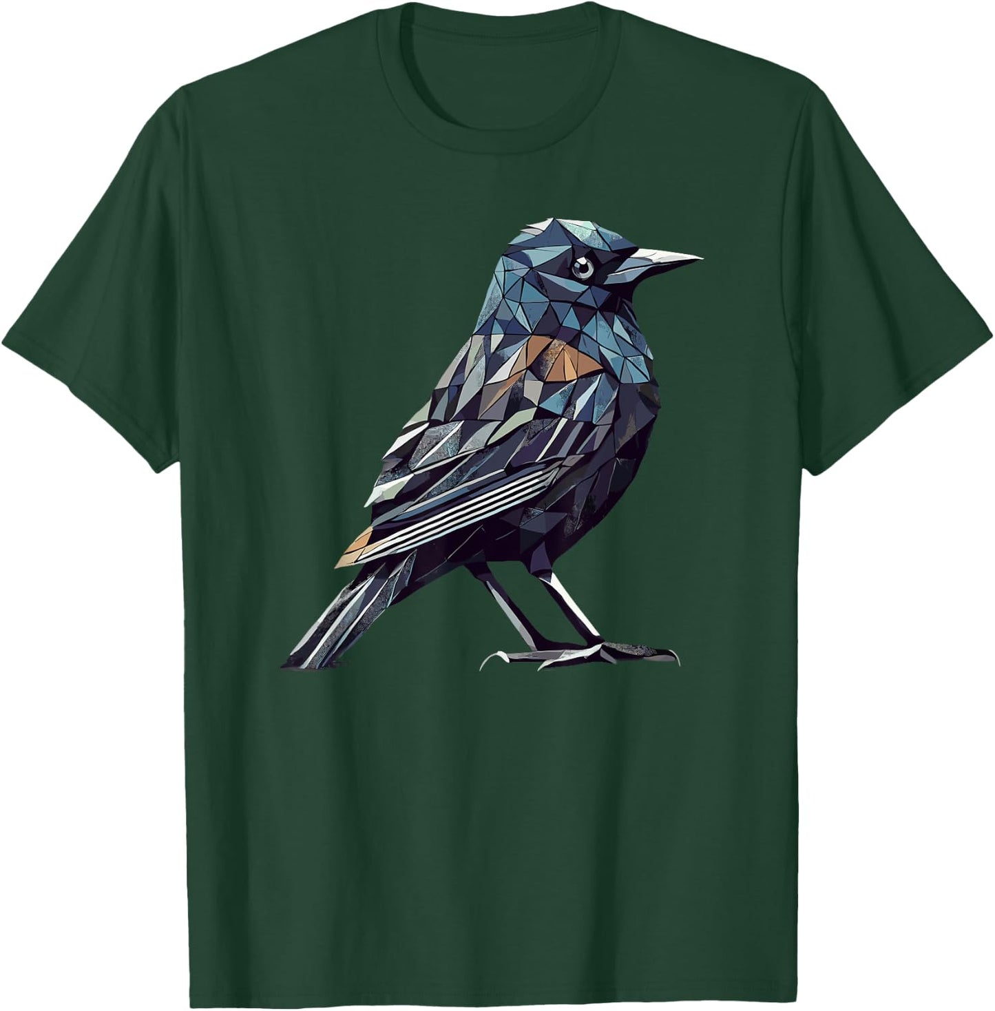 Geometric Art Common Blackbird Birdwatcher Birdwatching T-Shirt - T-Shirt | Forest