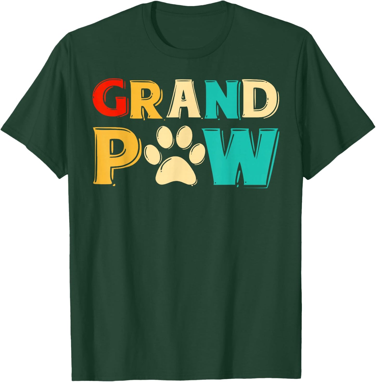Grand Paw Dog Grandpaw Grandpa Dog Lover Vintage Gift Men Women Girls Kids T-Shirt - T-Shirt | Forest