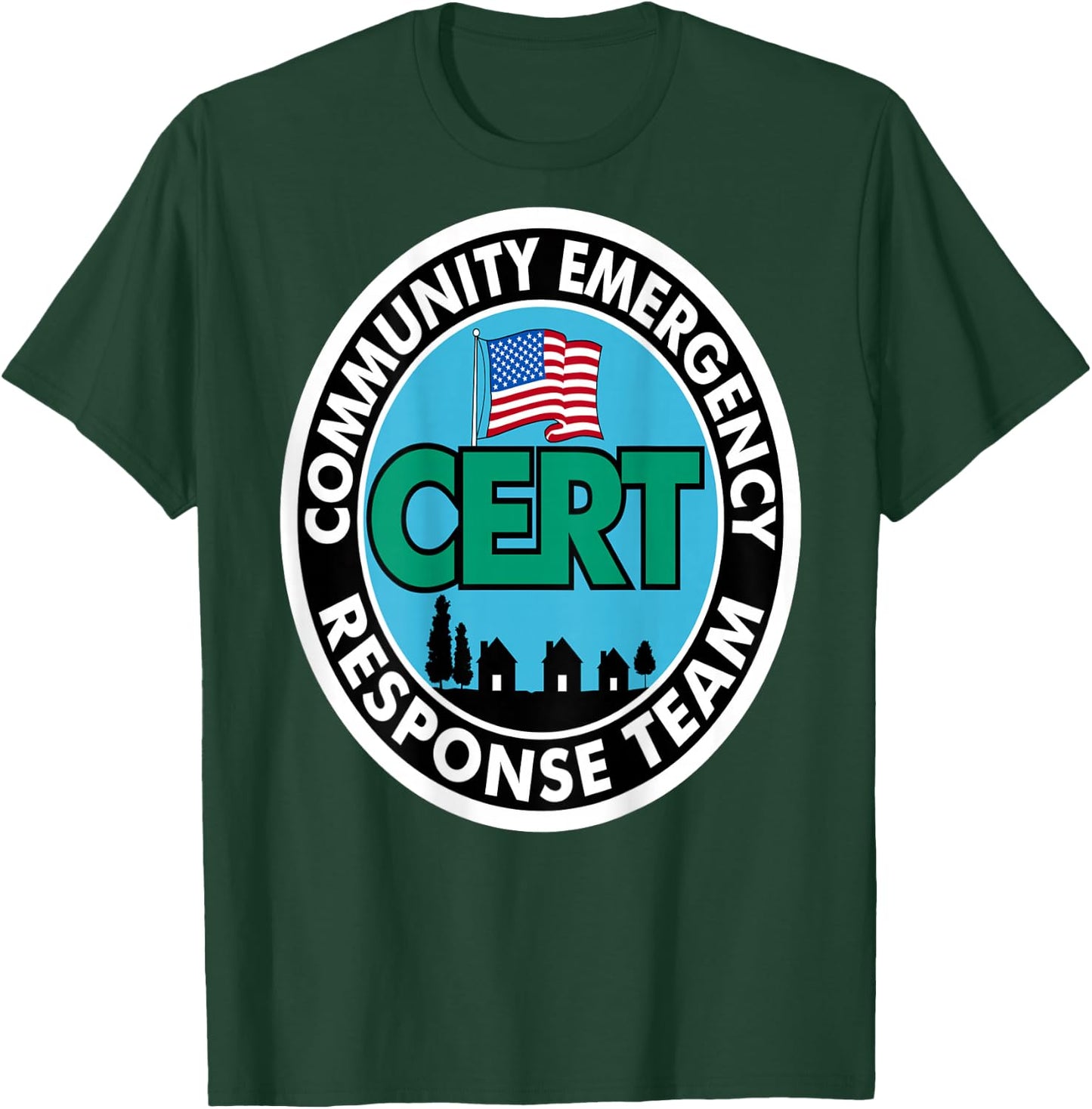 CERT Community Emergency Response Team White Back Print T-Shirt - T-Shirt | Forest
