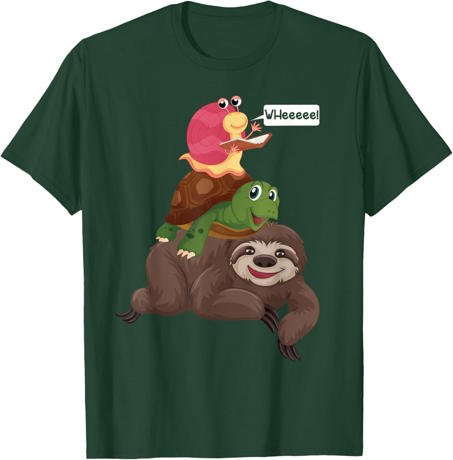 Sloth Turtle Snail Team Piggyback Sluggish Graphic T-Shirt - T-Shirt | Forest