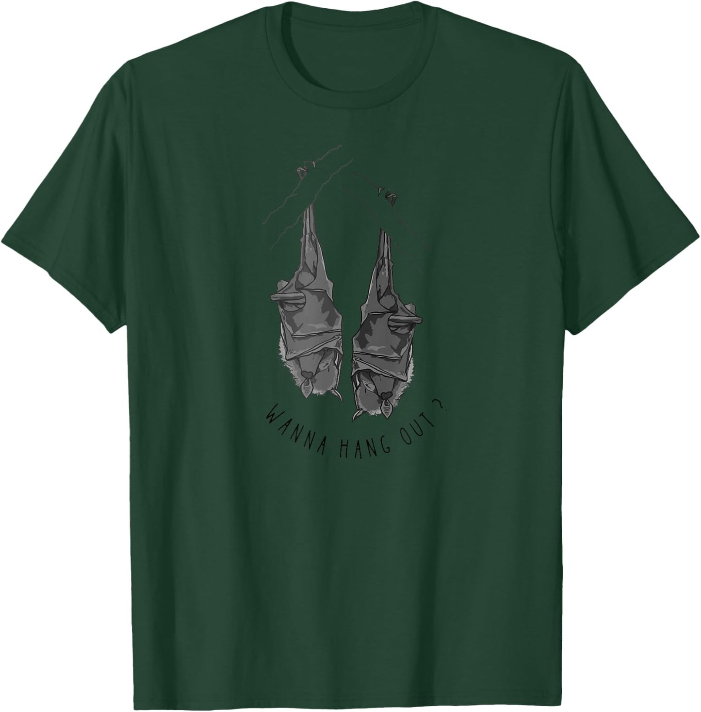 Fruit Bat "Wanna Hang Out?" for bat lovers and kids T-Shirt - T-Shirt | Forest