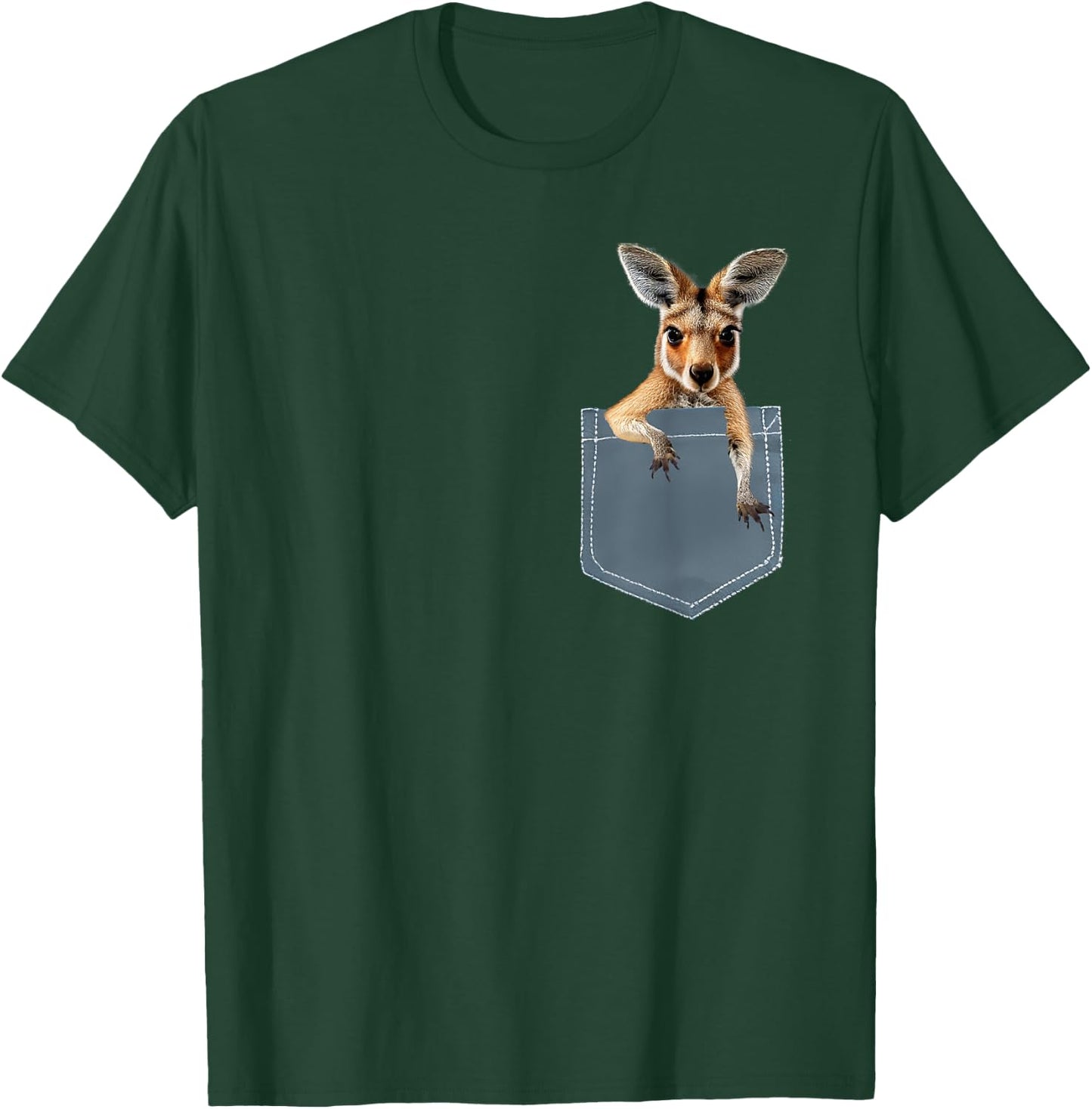 Cute Kangaroo in Pocket Shirt , Women, Kids T-Shirt - T-Shirt | Forest