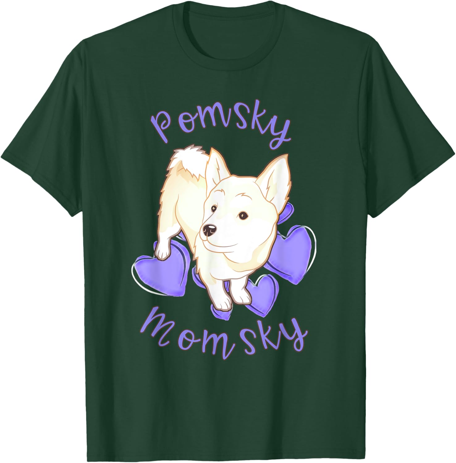 Cute Pomsky Momsky - Pomsky Mom Purple Hearts Shirt T-Shirt - T-Shirt | Forest