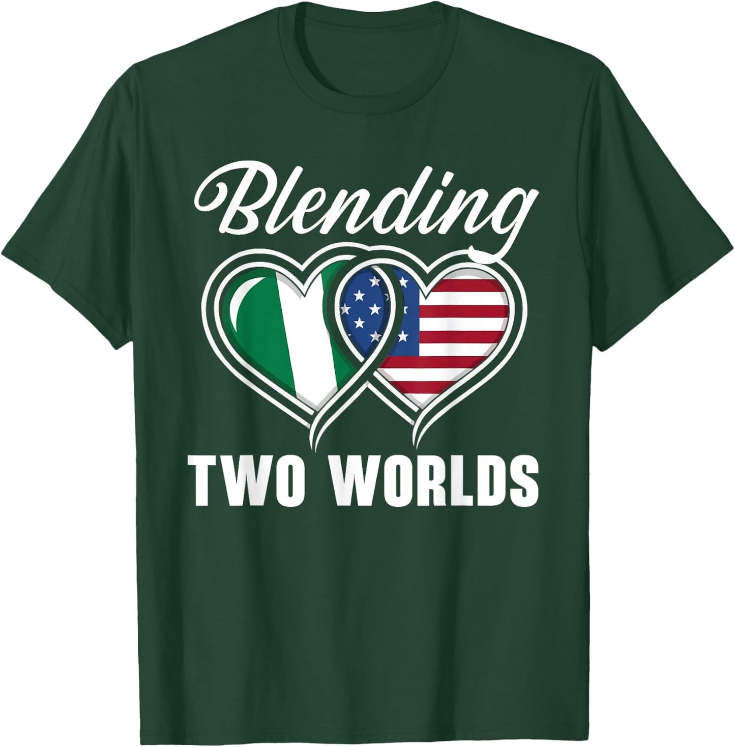 Half Nigerian Half American USA Flag Nigeria America T-Shirt - T-Shirt | Forest