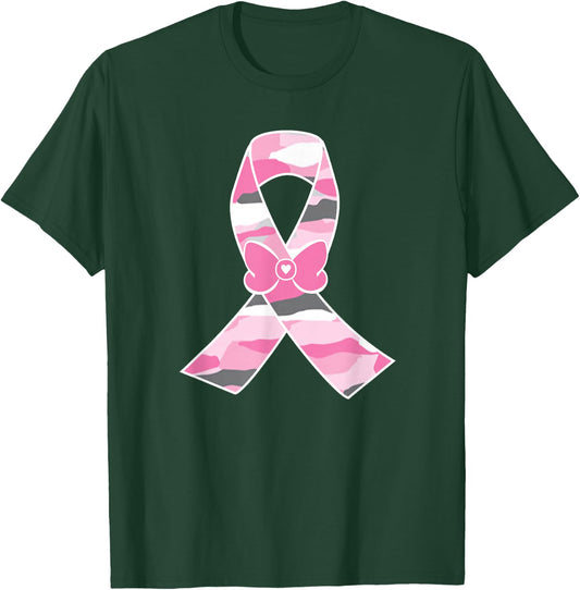 Camo Pinks Ribbon Breast Cancer Awareness T-Shirt - T-Shirt | Forest
