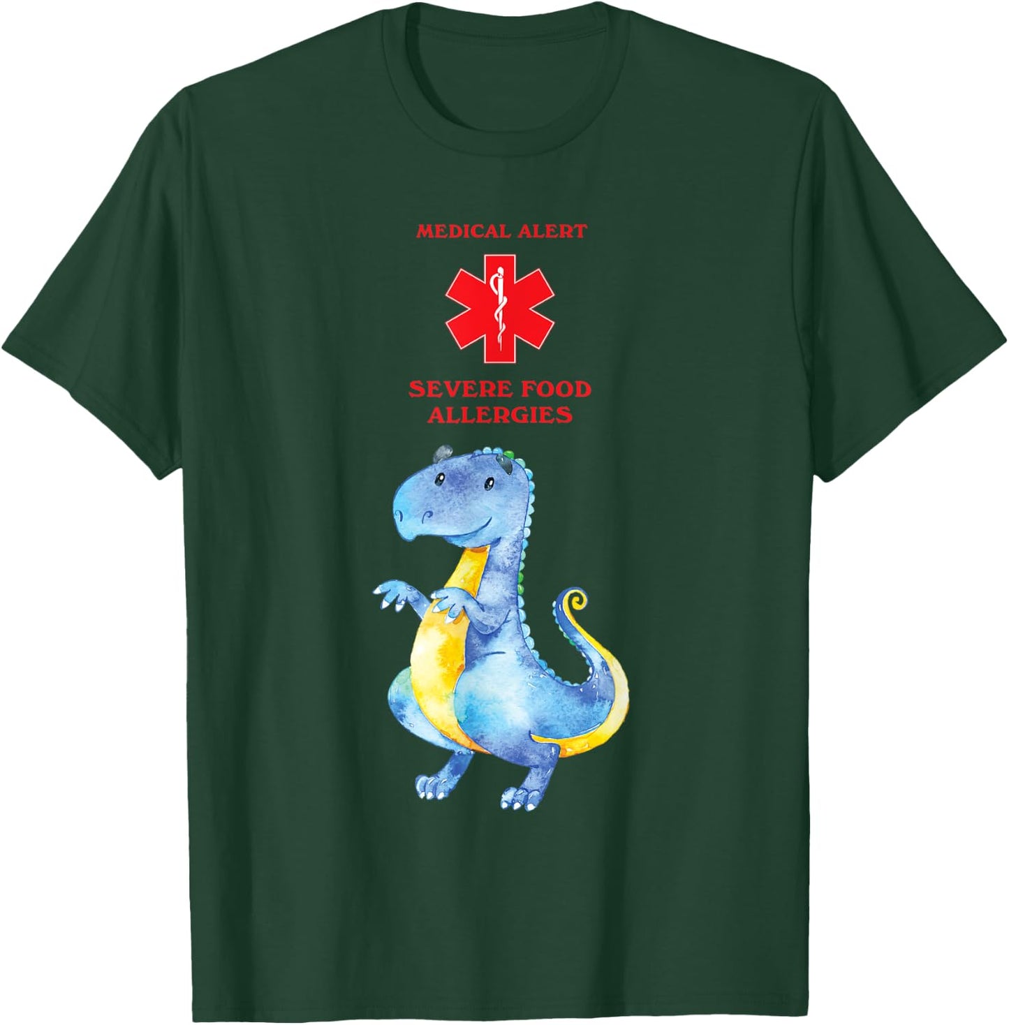 Medical Alert Severe Food Allergies with Cute Dragon T-Shirt - T-Shirt | Forest