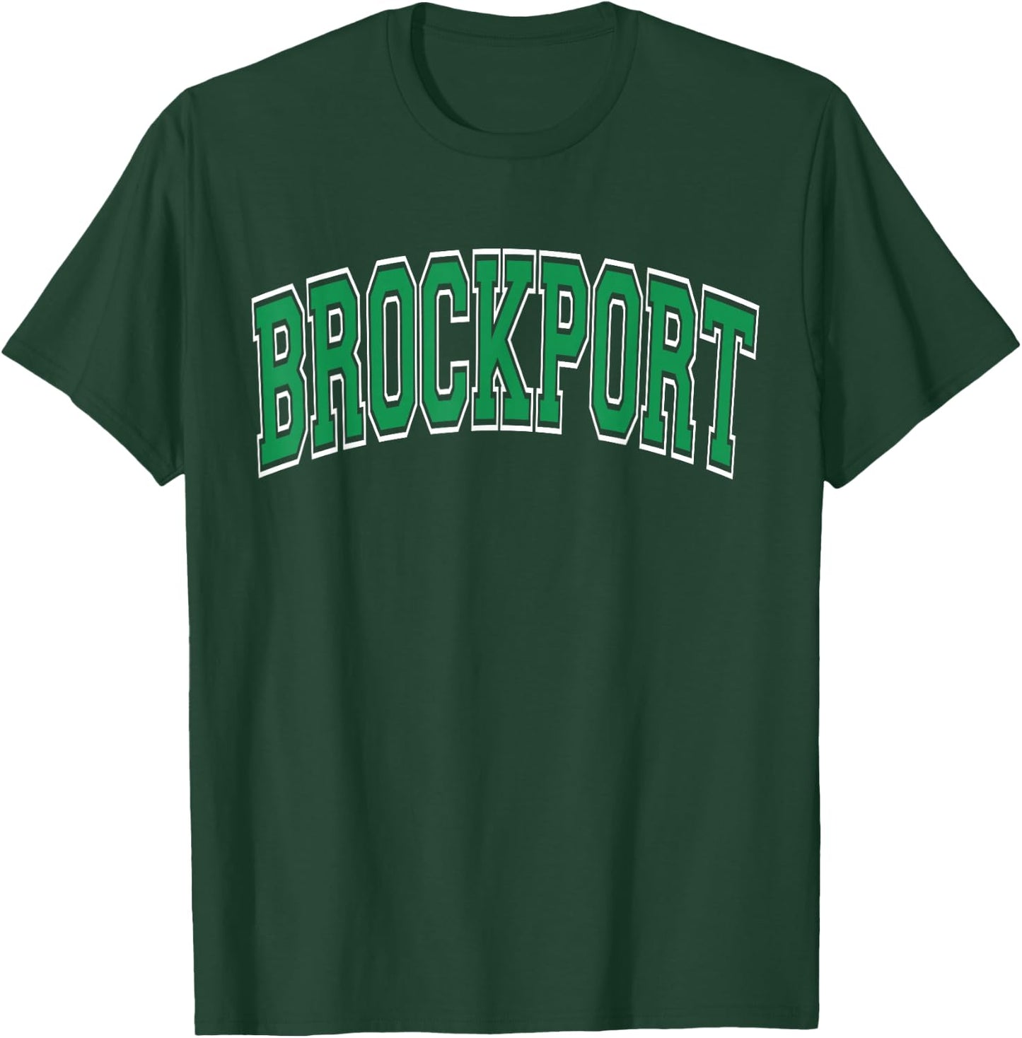Brockport Arched Green Text T-Shirt - T-Shirt | Forest