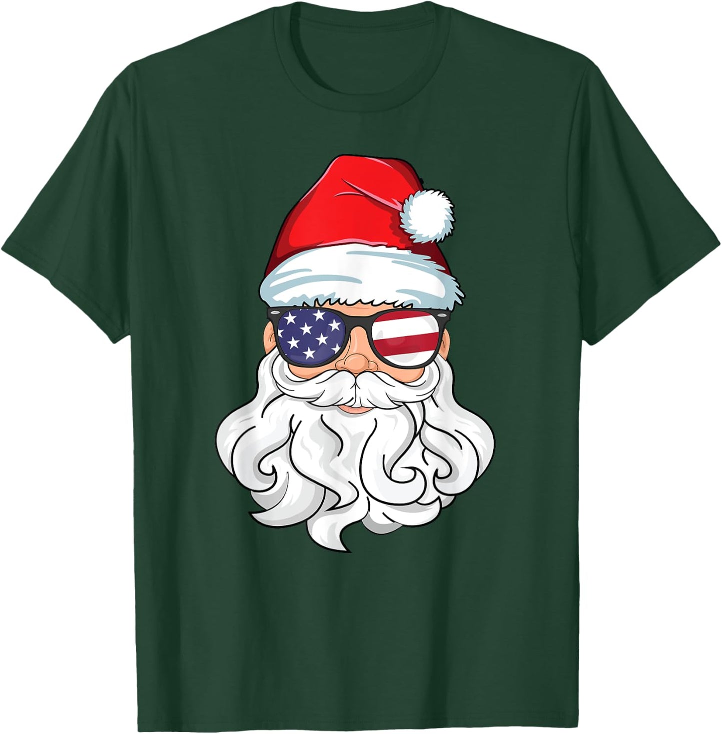 Santa Claus Patriotic USA Sunglasses Kids Christmas in July T-Shirt - T-Shirt | Forest