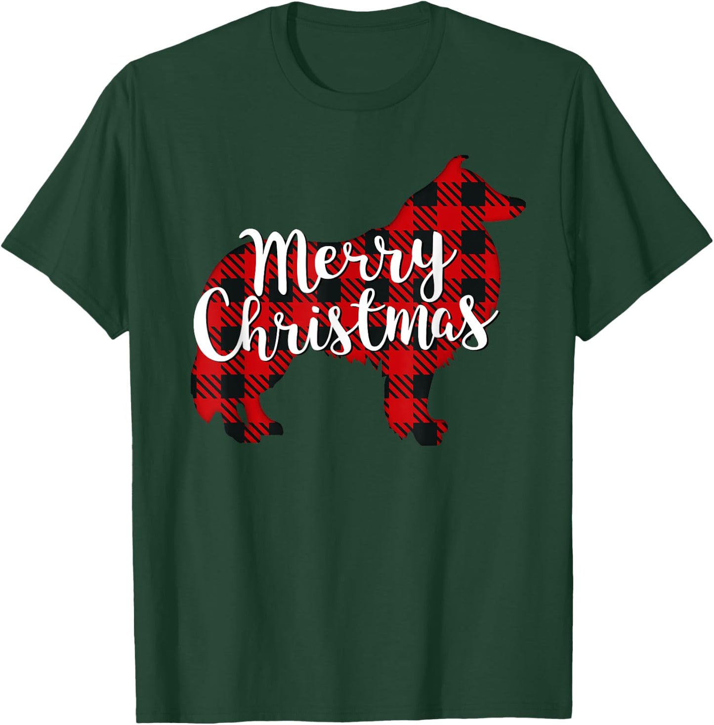 Sheltie Christmas Dog Mom Dad Plaid Gift T-Shirt - T-Shirt | Forest