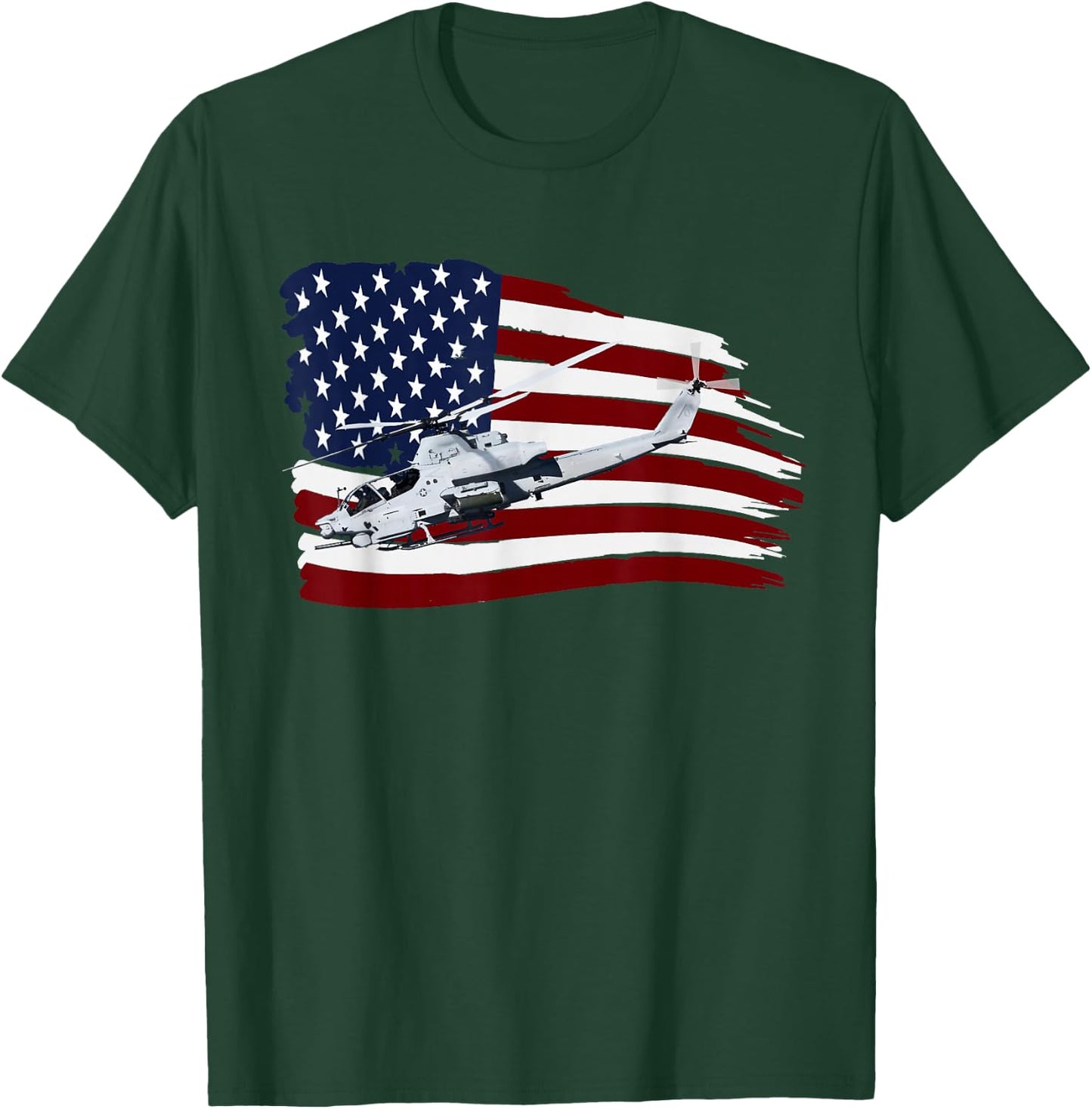 AH-1 COBRA ATTACK HELICOPTER T SHIRT US Flag USA T-Shirt - T-Shirt | Forest