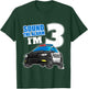 Kids Police Car 3rd Birthday Boy 3 Cop Policeman Officer Three T-Shirt - T-Shirt | Forest