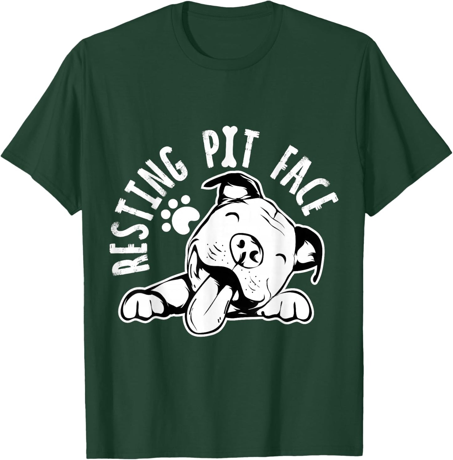 Resting Pit Face | Funny Dog Pitbull Meme Clothing T-Shirt - T-Shirt | Forest