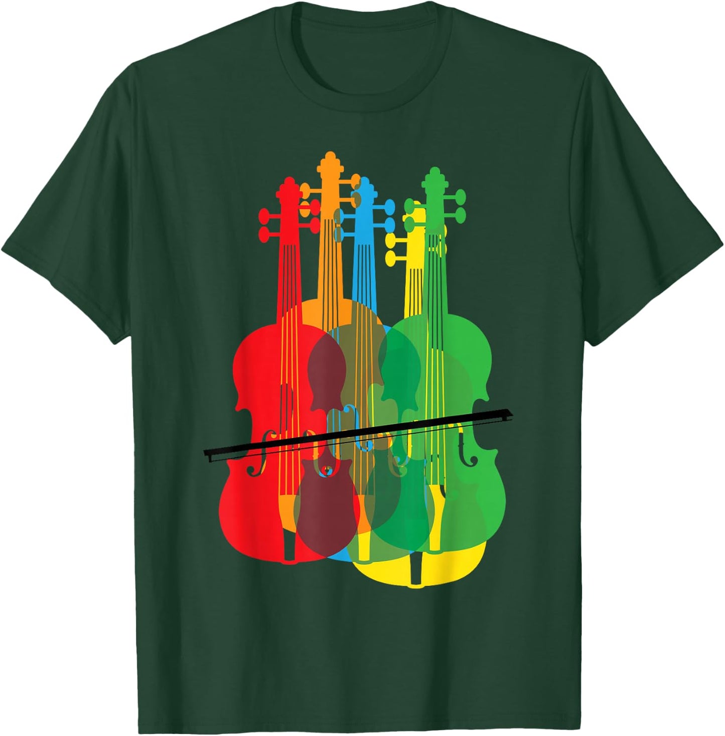 Multicolored Violins Birthday Gift Musicians T-Shirt - T-Shirt | Forest