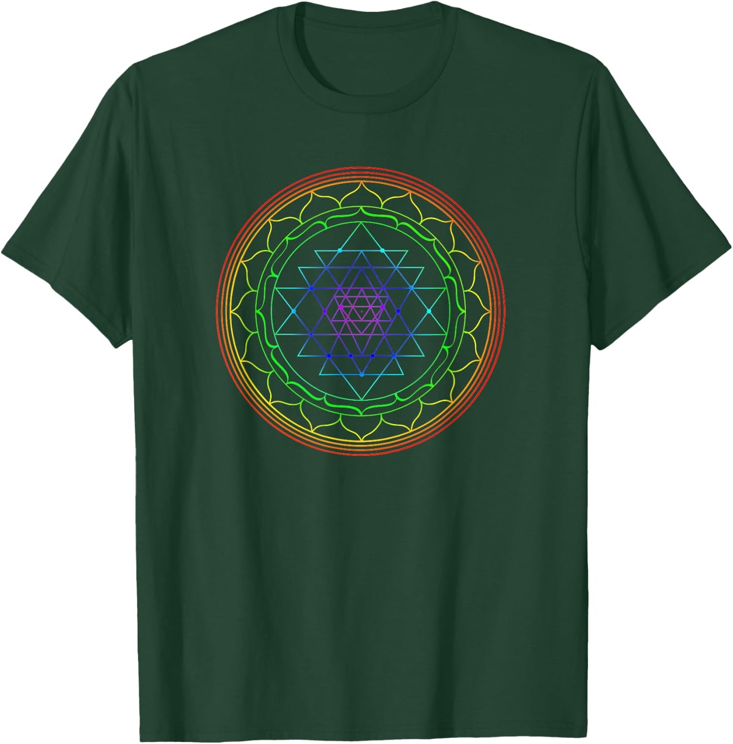 Sri Yantra Mandala Sacred Geometry Spiritual Gift Yoga Lover T-Shirt - T-Shirt | Forest