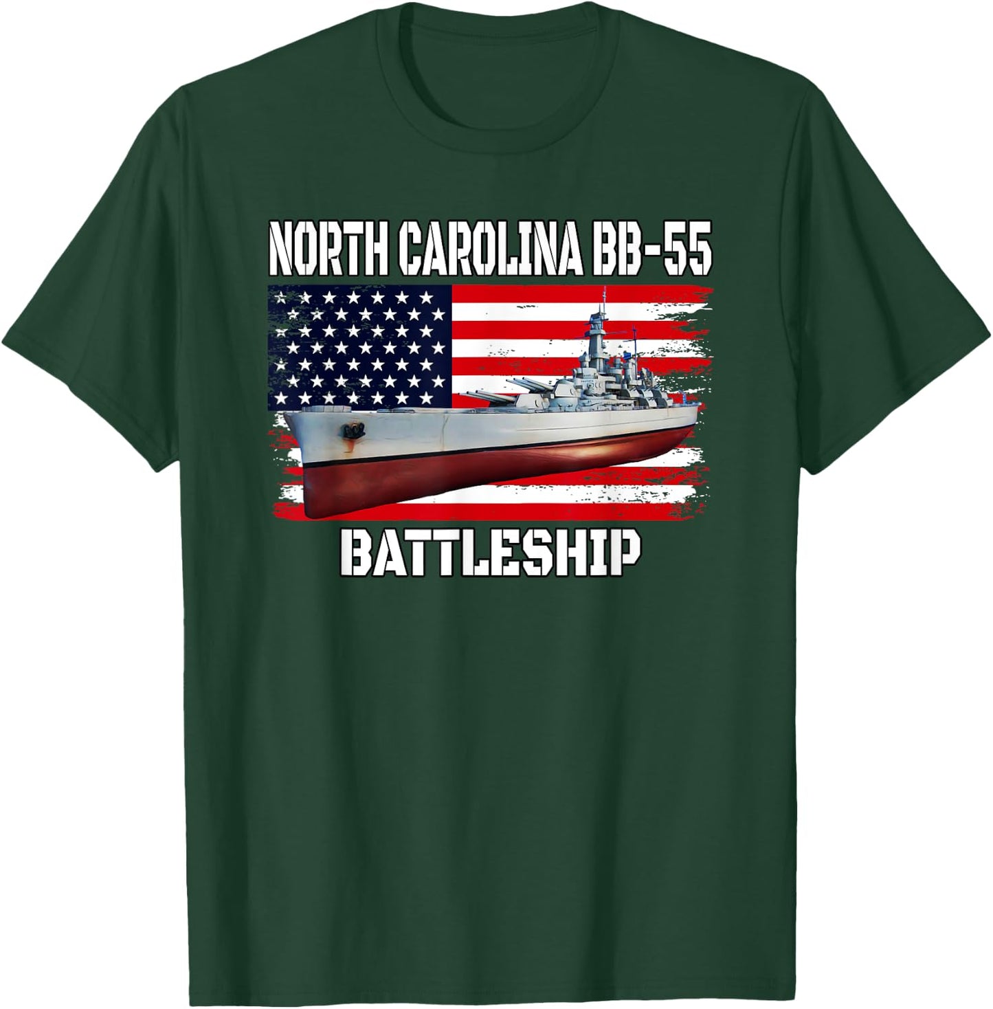 USS North Carolina BB-55 Battleship Veterans Father Grandpa T-Shirt - T-Shirt | Forest