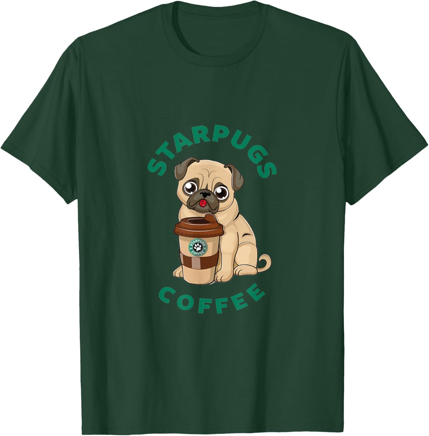 Starpugs Coffee Pug Doglover T-Shirt - T-Shirt | Forest