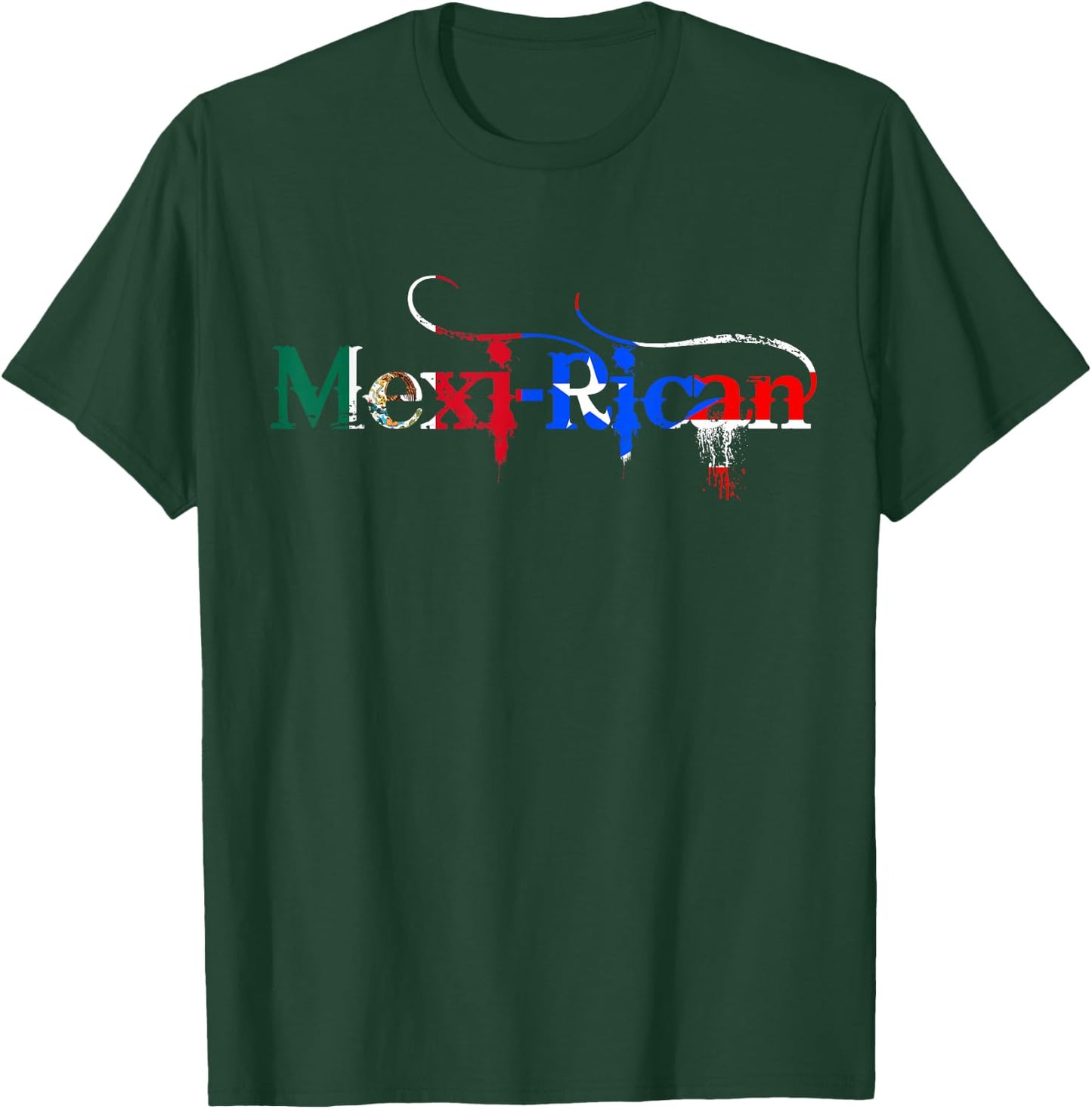 Mexi-Rican: Mexico Puerto Rico Flag Mexican Illustrated T-Shirt - T-Shirt | Forest