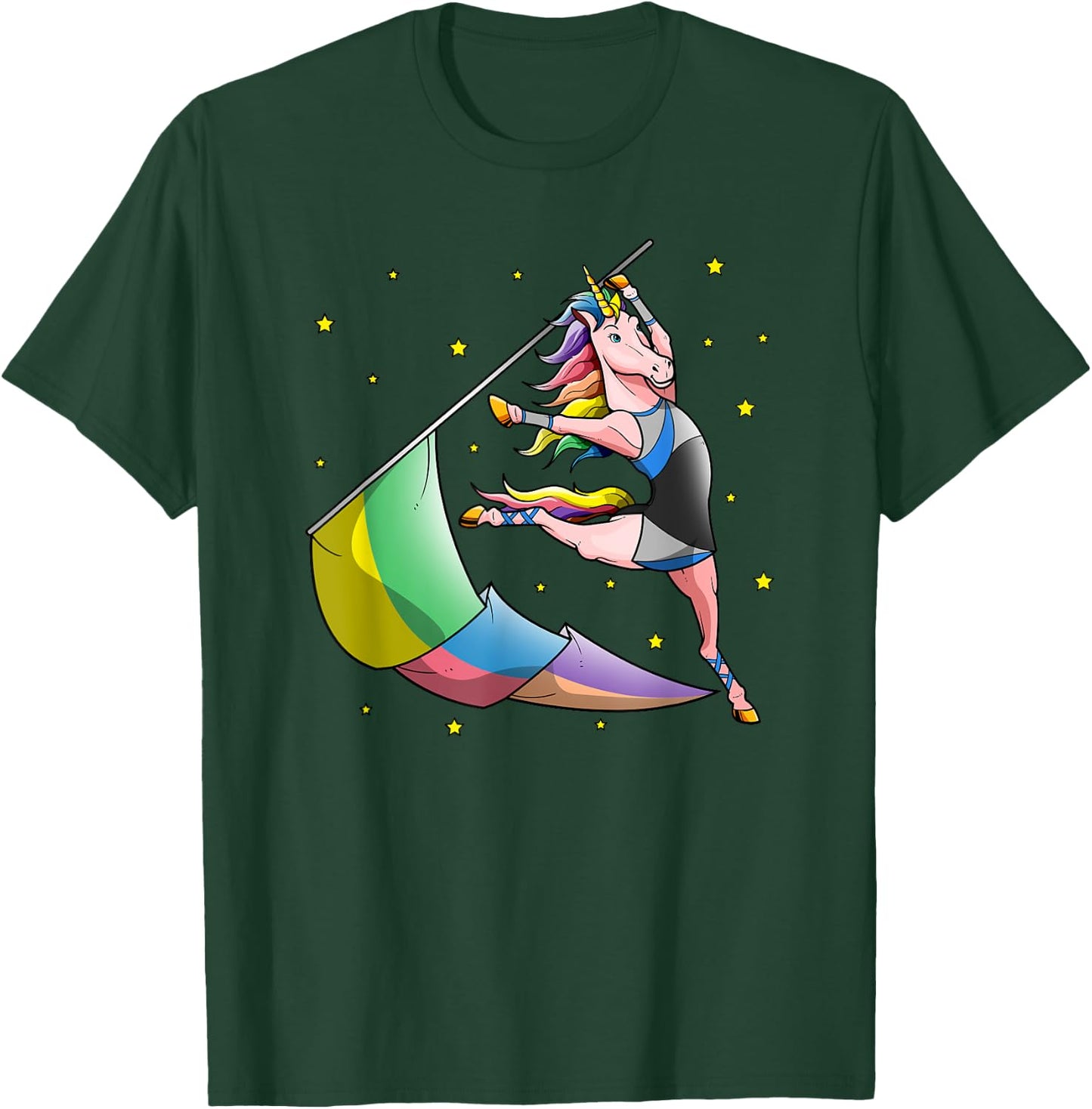Color Guard Unicorn Winter Guard Flag Tossing Gifts Girls T-Shirt - T-Shirt | Forest