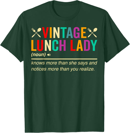 Vintage Lunch Lady Definition School Cafeteria Worker Women T-Shirt - T-Shirt | Forest