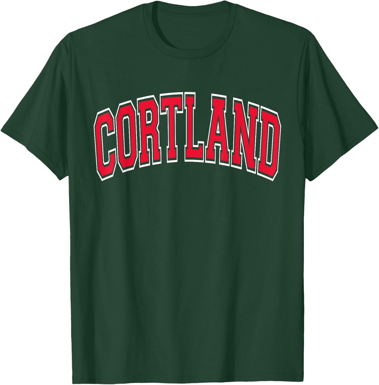 Cortland Arched Red Text T-Shirt - T-Shirt | Forest