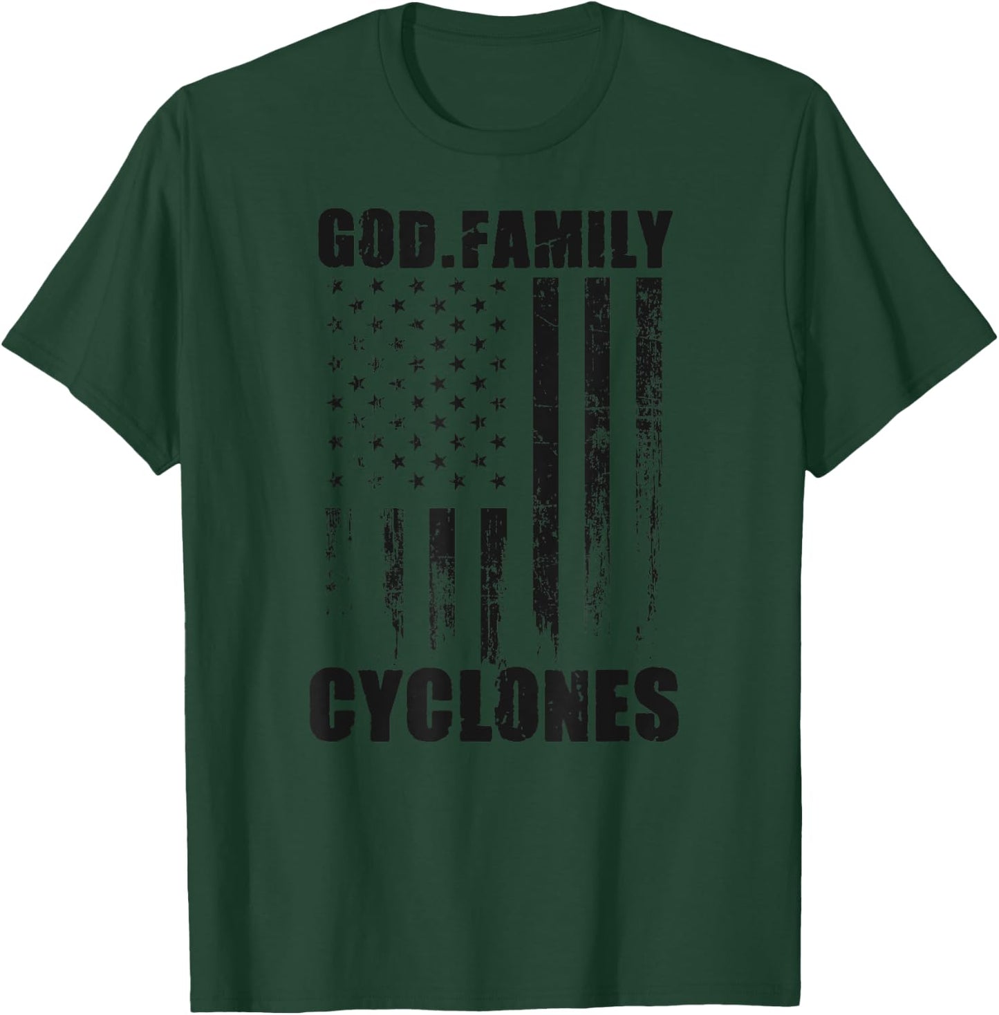 Elizabethton Cyclones God. Family. Vintage USA Flag T-Shirt - T-Shirt | Forest