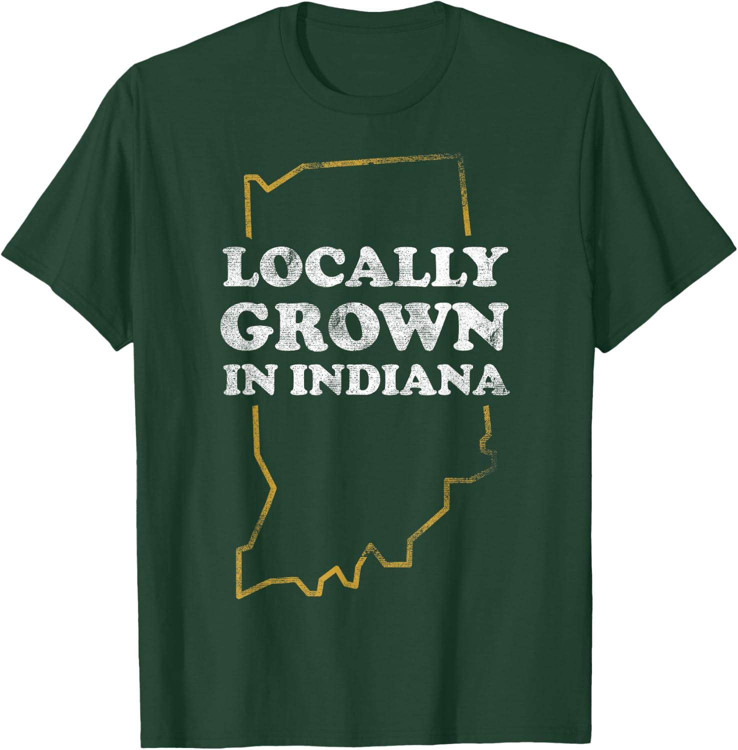 Locally Grown In Indiana State Outline T-Shirt - T-Shirt | Forest