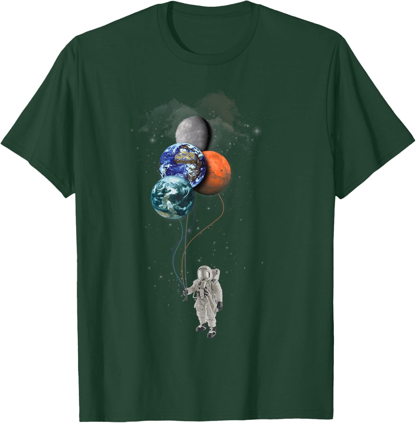 Astronaut Holding Planet Balloons Shirt - Psychedelic T-Shirt - T-Shirt | Forest
