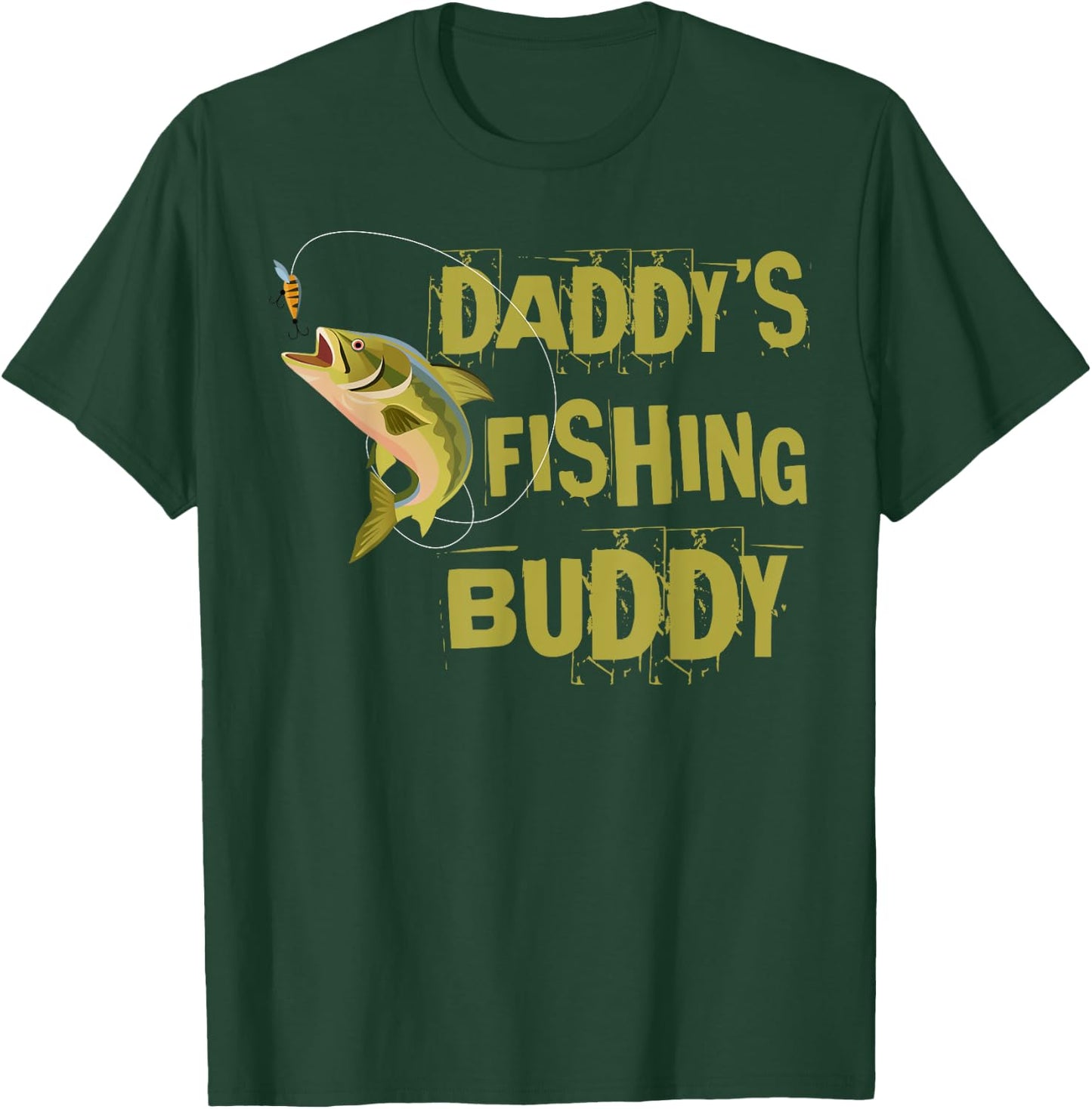 Daddy's Fishing Buddy Shirt Funny Fisherman Boys Girls Kids T-Shirt - T-Shirt | Forest
