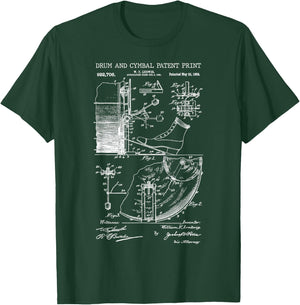 Drum And Cymbal Patent Print 1909 - Vintage Patent Music Art T-Shirt - T-Shirt | Forest