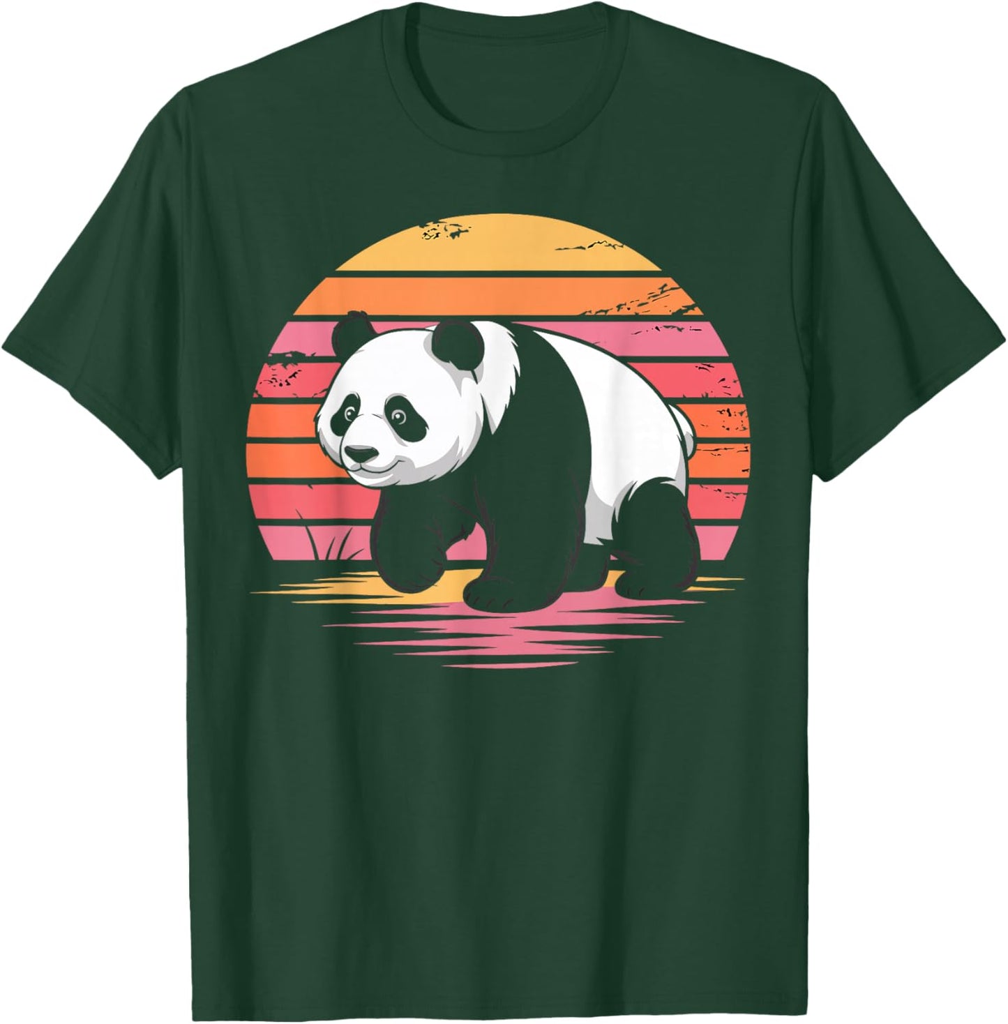 Retro Panda Lover Vintage Sunset Summer Vibes Gifts for Kids T-Shirt - T-Shirt | Forest