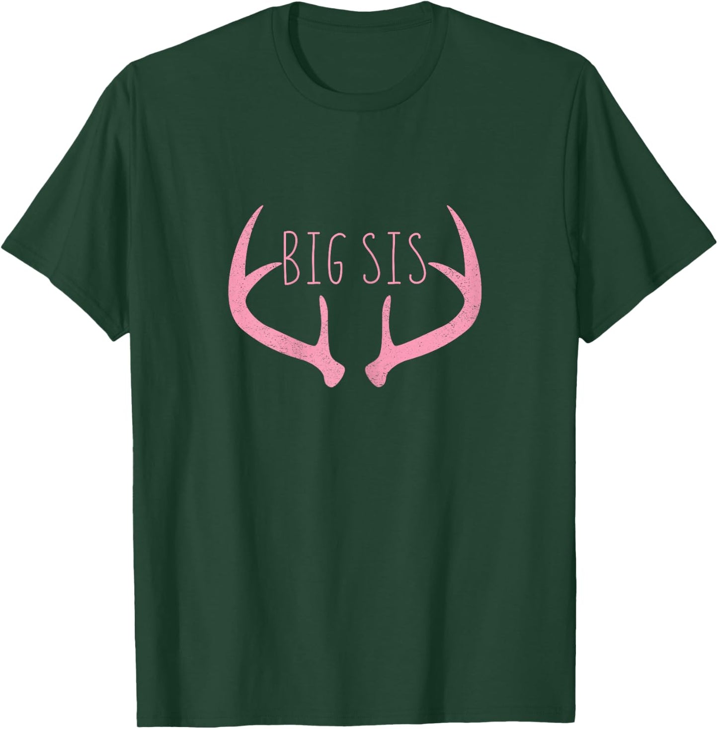 Big Sister Shirt - Big Sis Deer Antlers Hunting Pink T-Shirt - T-Shirt | Forest