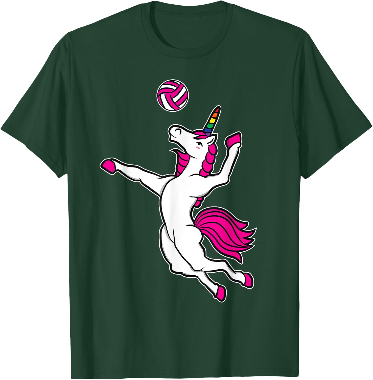 Funny Volleyball Unicorn For Volleyball Girls T-Shirt - T-Shirt | Forest