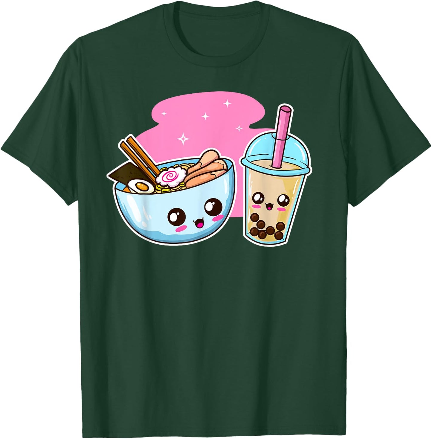 Ramen Bubble Tea Boba Japanese Noodles K-POP Merch Anime T-Shirt - T-Shirt | Forest