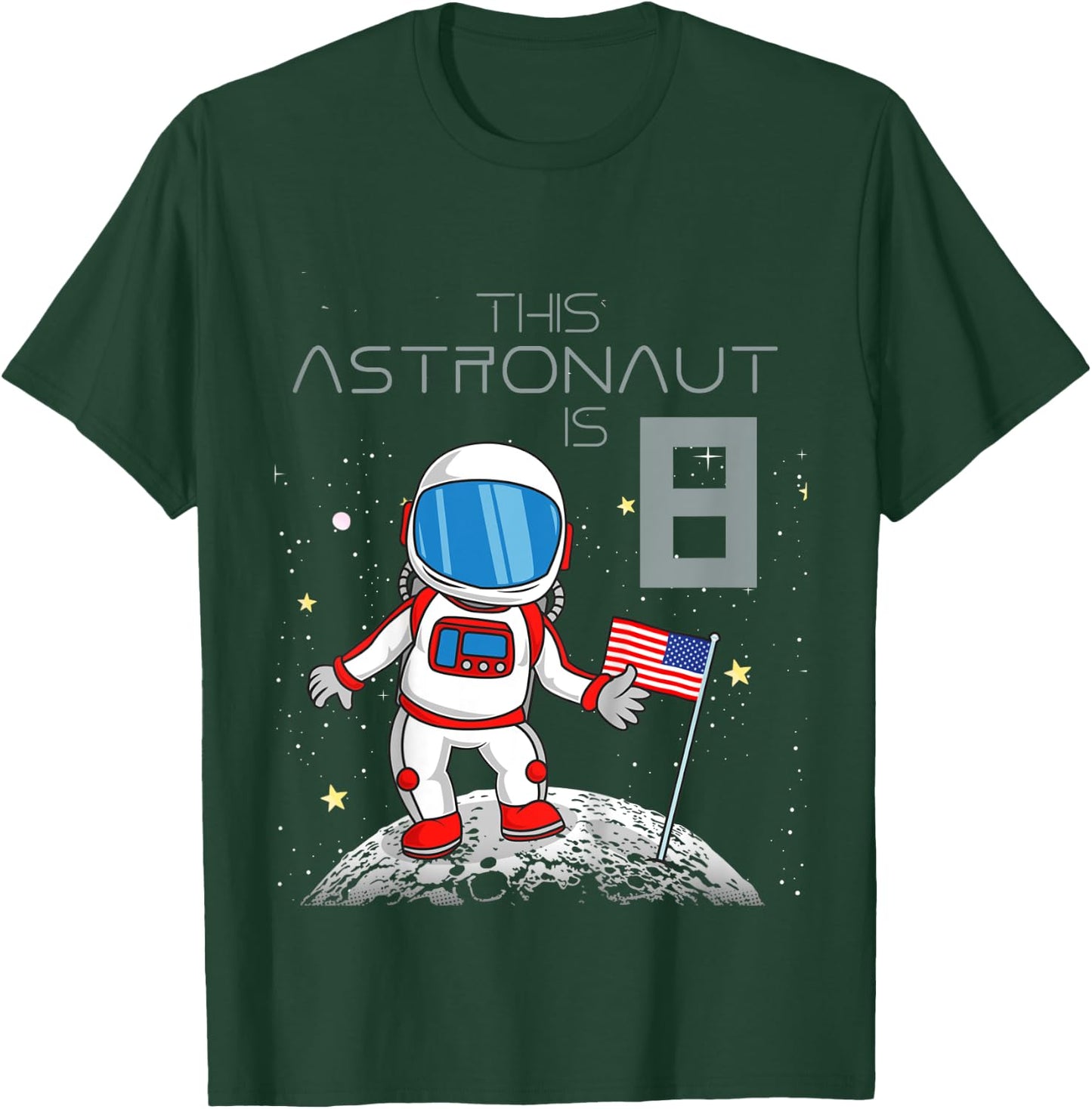 Kids 8th Birthday Astronaut Shirt Boys Gift 8 Year Old Space Geek T-Shirt - T-Shirt | Forest
