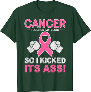 Kick Cancer Ass Funny Support Breast Cancer Awareness Shirt T-Shirt - T-Shirt | Forest