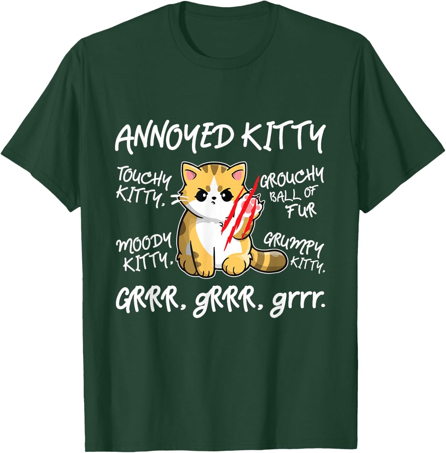 Angry Cat - Moody Annoyed Kitty - Size - Cute Cat's T-Shirt - T-Shirt | Forest