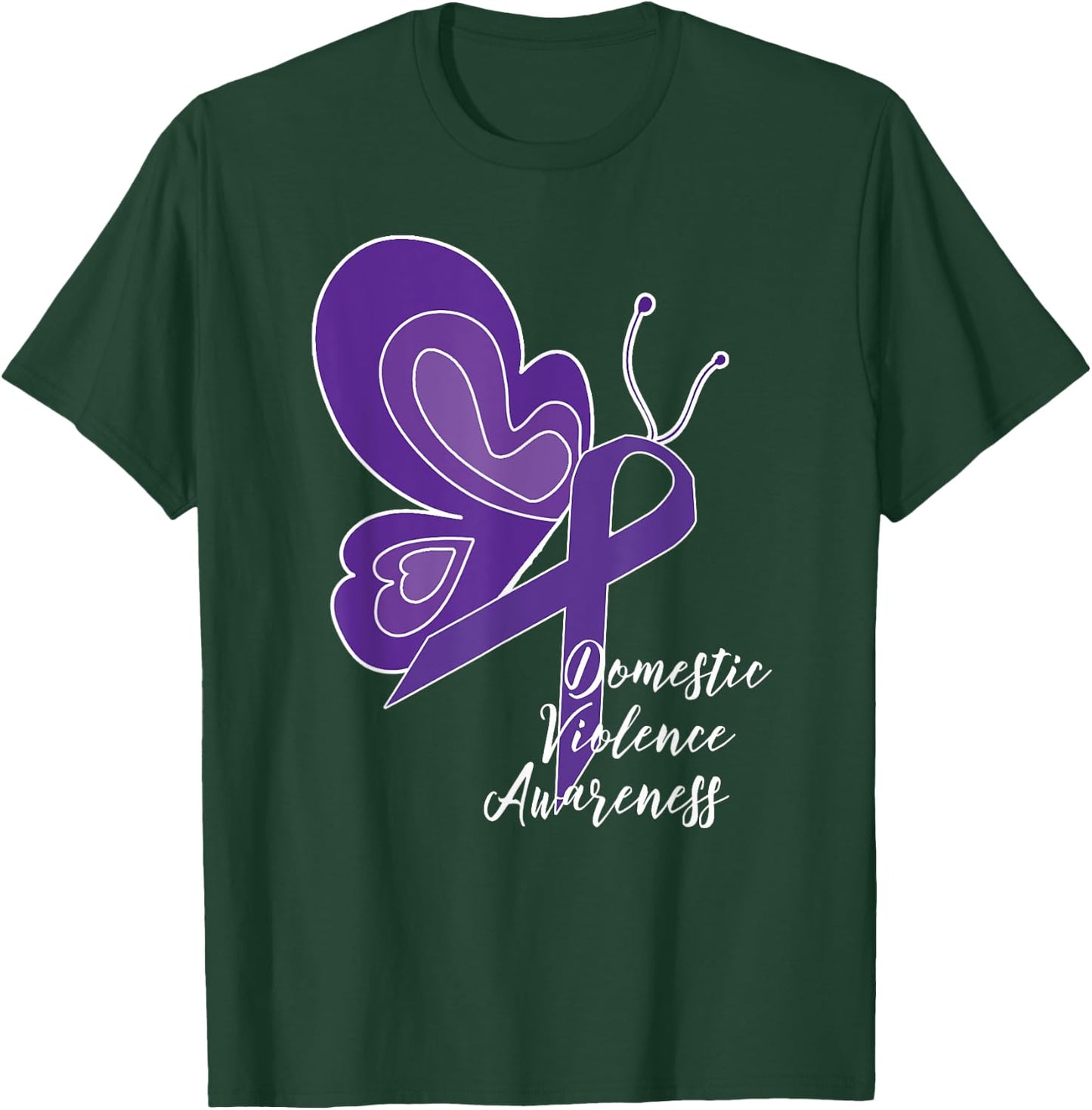 Domestic Violence Awareness Abuse Purple Ribbon Butterfly T-Shirt - T-Shirt | Forest
