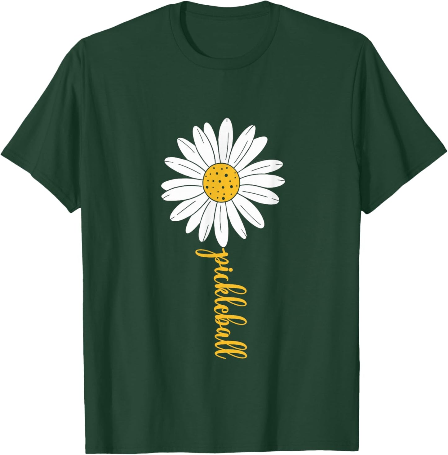 Pickleball Daisy Flower Pickleball Lover T-Shirt - T-Shirt | Forest