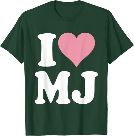 I Love MJ Fan Merch Pink Heart Initials Design M.J. T-Shirt - T-Shirt | Forest