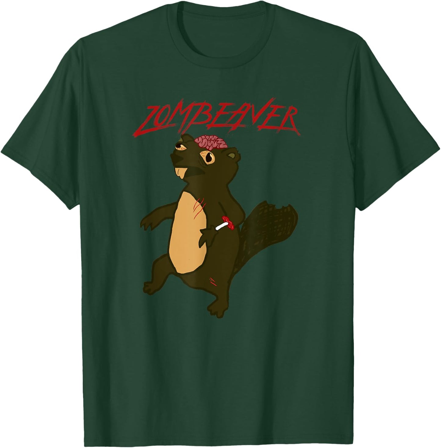 Zombeavers Shirt Funny Zombie Beaver Joke Spooky Zombeaver T-Shirt - T-Shirt | Forest