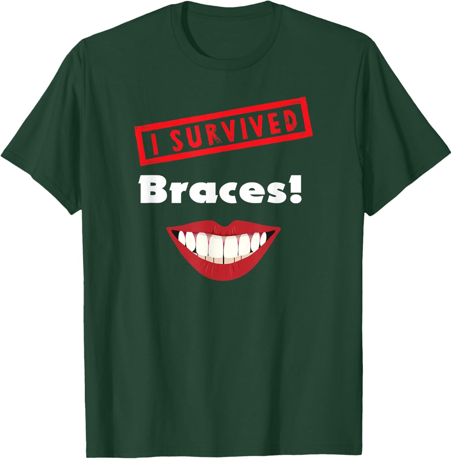 Braces Off Present Kids Teens I Survived Braces Graphic T-Shirt - T-Shirt | Forest