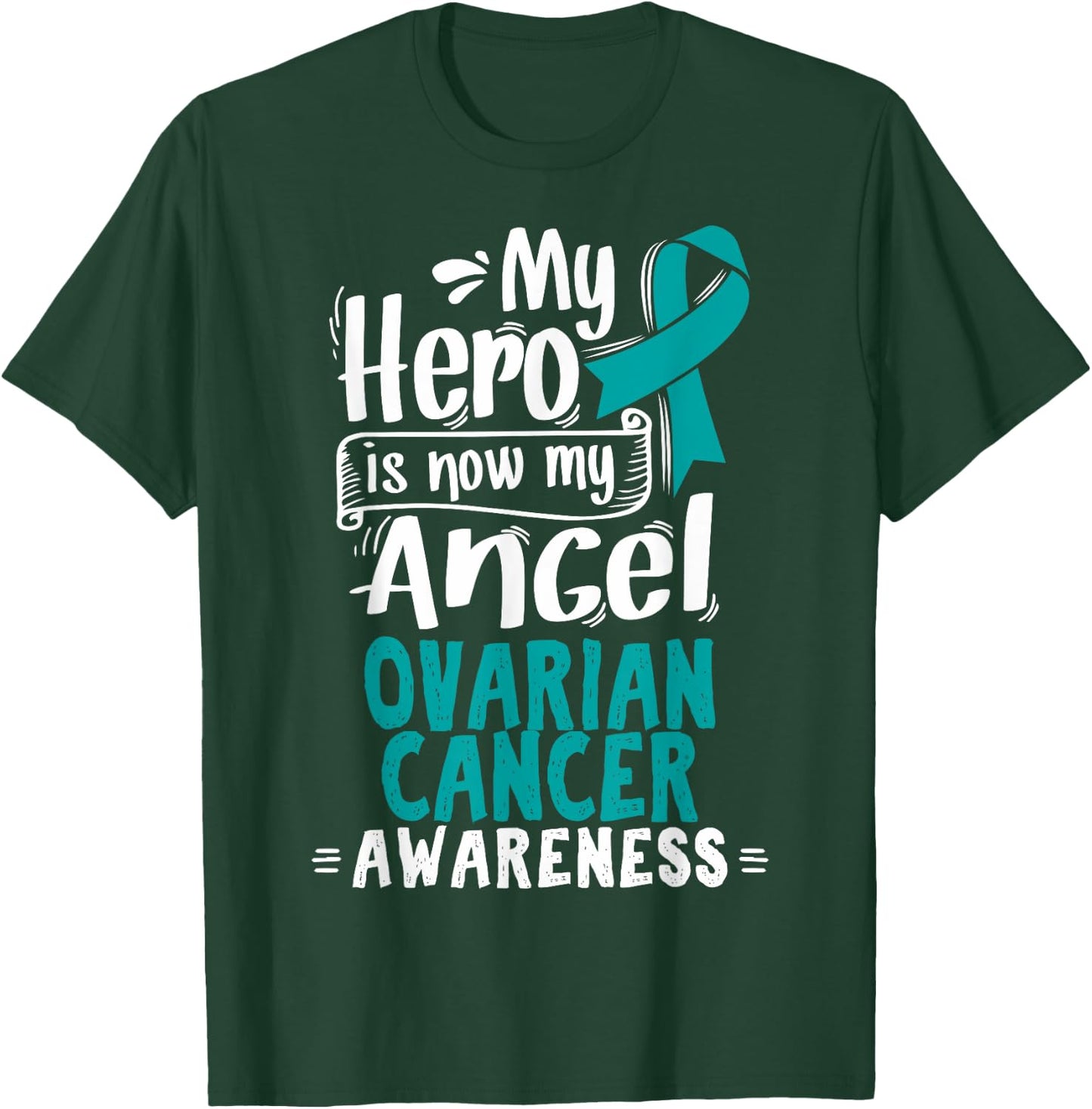 Teal Awareness Ribbon - Ovarian Cancer T-Shirt - T-Shirt | Forest