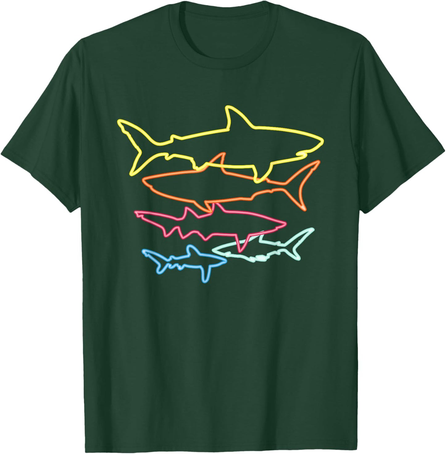 Retro 80s Shark Clothes Shark Party Kids Women Men Sharks T-Shirt - T-Shirt | Forest