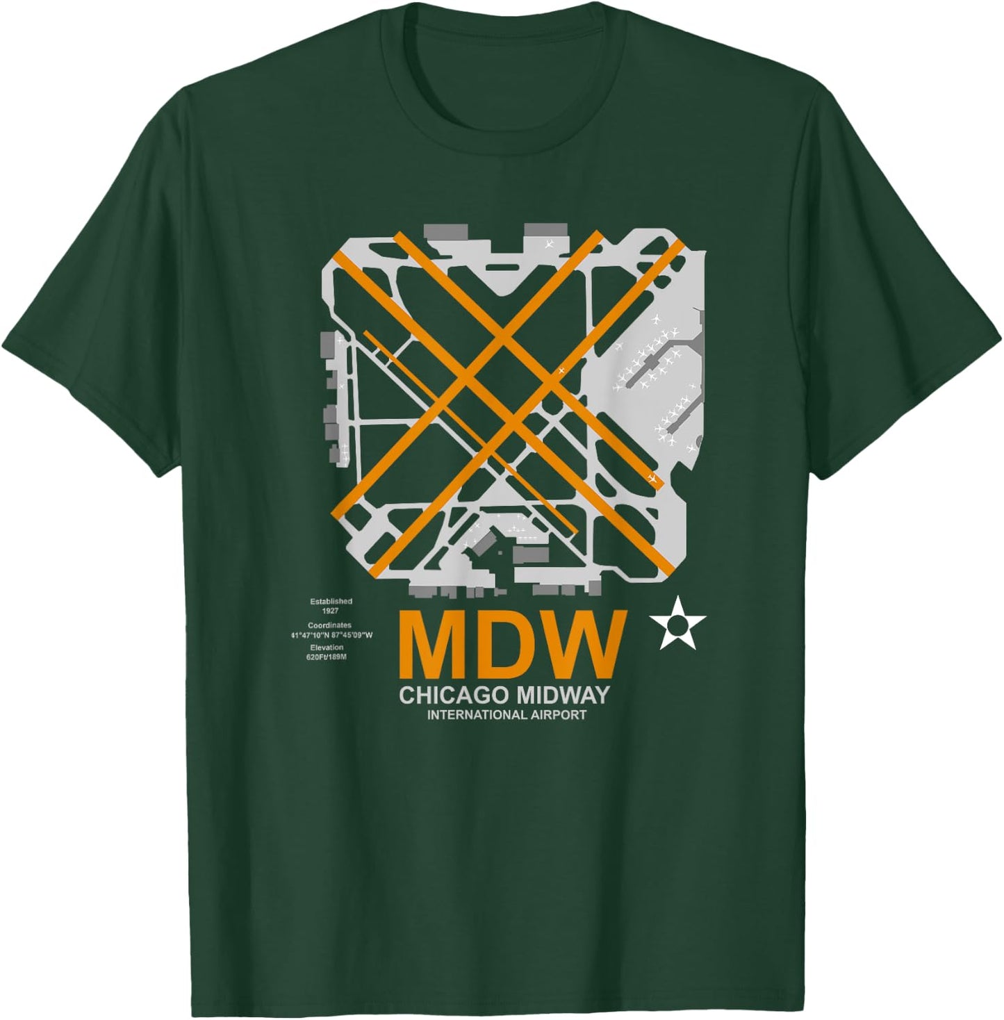 MDW Chicago Midway Airport Layout Pilot T-Shirt - T-Shirt | Forest