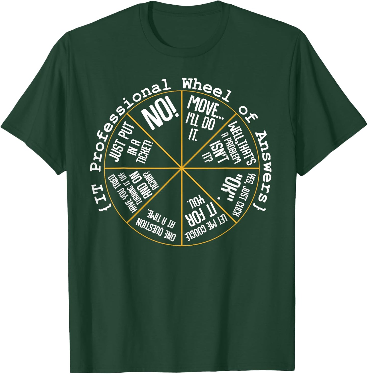 IT Professional Funny Wheel of Answers Tech Employee Job T-Shirt - T-Shirt | Forest