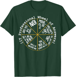 IT Professional Funny Wheel of Answers Tech Employee Job T-Shirt - T-Shirt | Forest
