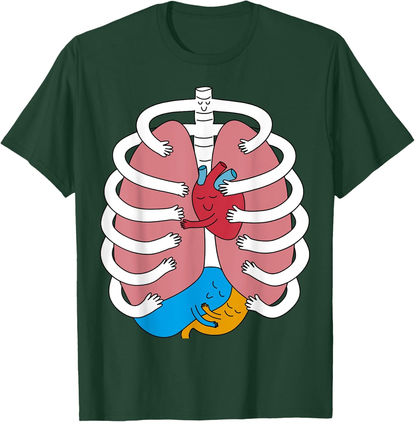 Hugging Anatomy Costume Funny Skeleton Organ Hug T-Shirt - T-Shirt | Forest
