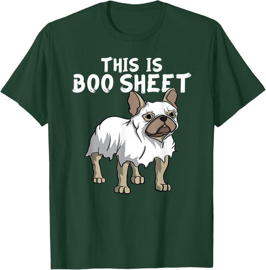 Frenchie Dog Ghost Boo Sheet | French Bulldog Halloween Men Women Kids T-Shirt - T-Shirt | Forest